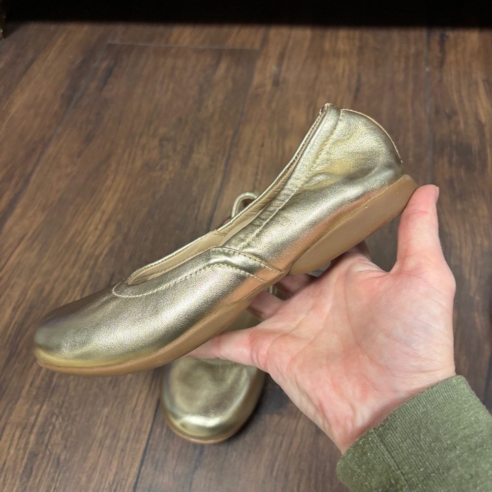 New! ABEO Tilly metatarsal ortho Gold Metallic Leather Comfort Ballet Flats Shoe - Picture 9 of 9